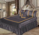 DARK GREY VELVET BEDSHEET SET - 5 PCS