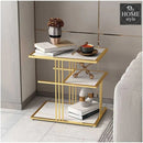 Elegant Golden Finish Side Table /Corner Table with 3 Tier White MDF Tops
