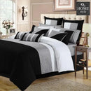 Embellish Horizontal Pleats Duvet Set-Black&Grey