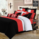 Embellish Horizontal Pleats Duvet Set-Black&Red SC