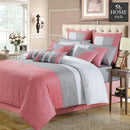 Embellish Horizontal Pleats Duvet Set-Pink&Grey