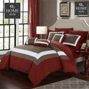 Embellish Patch Pleated Duvet Set - Brown And Red