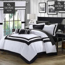 Embellish Patch Pleated Duvet Set - White And Black