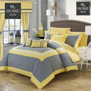 Embellish Patch Pleated Duvet Set - Yellow And Grey
