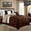 Embroidered Pintuck Duvet 8 pieces Brown