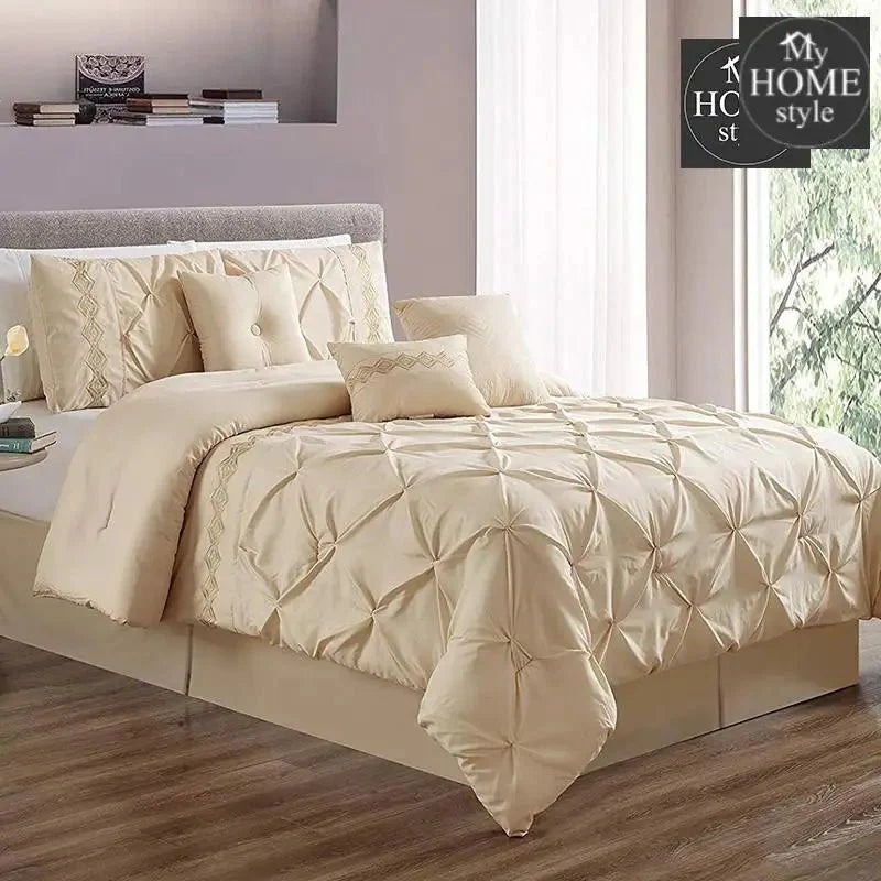 Embroidered Pintuck Duvet 8 pieces Cream