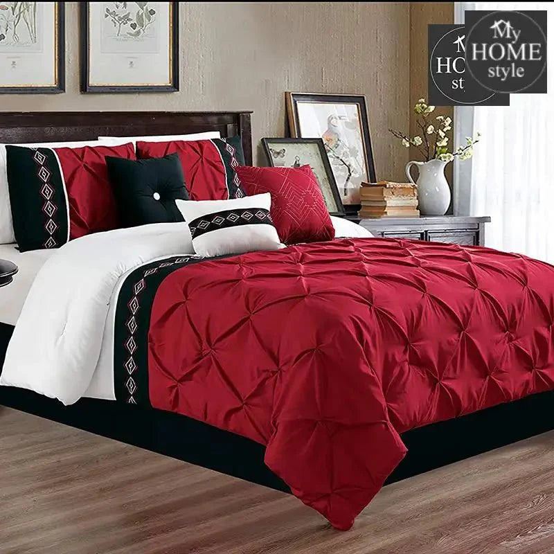 Embroidered Pintuck Duvet 8 pieces Maroon