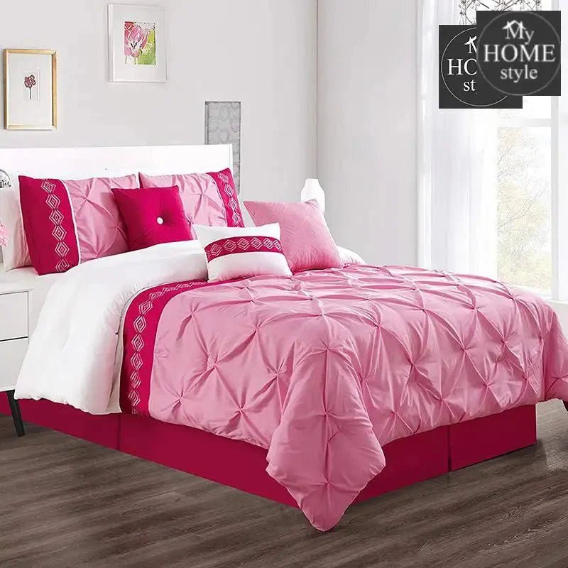 Embroidered Pintuck Duvet 8 pieces pink