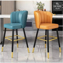 Faux Leather Barstools Upholstered Seat with Backrest Black Metal Legs Kitchen Breakfast Counter Chairs
