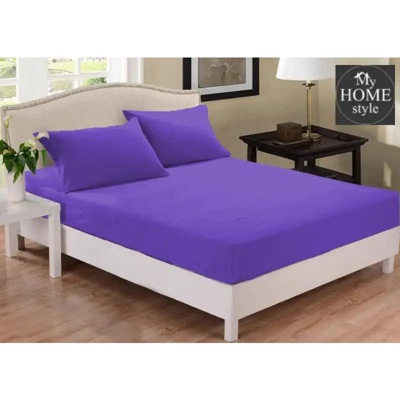 Fitted Sheet Rich Cotton Purple With Pillow Cover