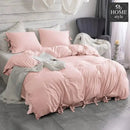 Fluffy Butterfly Duvet Set Baby Pink With Grey Bedsheet