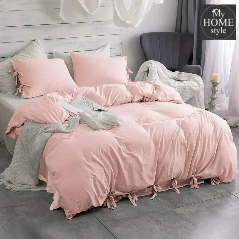 Fluffy Butterfly Duvet Set Baby Pink With Grey Bedsheet