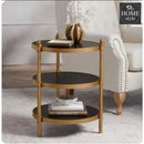 Gold Metal End Table, 3 Tier Circle Side Table, Sofa Table, Coffee Table Indoor/Outdoor