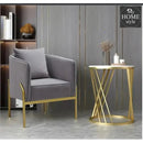 Gray Velvet Accent Chair Modern Upholstered Arm Chair with Gold Legs Pillow Included - 1322