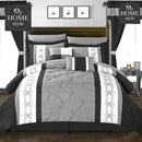 Grey And Black Embroided Pintuck Duvet Set