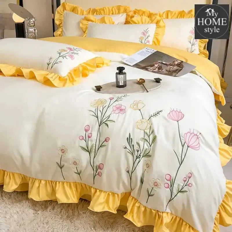 Jamche Luxury Embroidered Flower 6 Pc's Duvet Set - SC