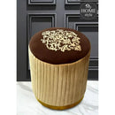 Large Pouffe Printed Embroidered Stool With Steel Frame -1235