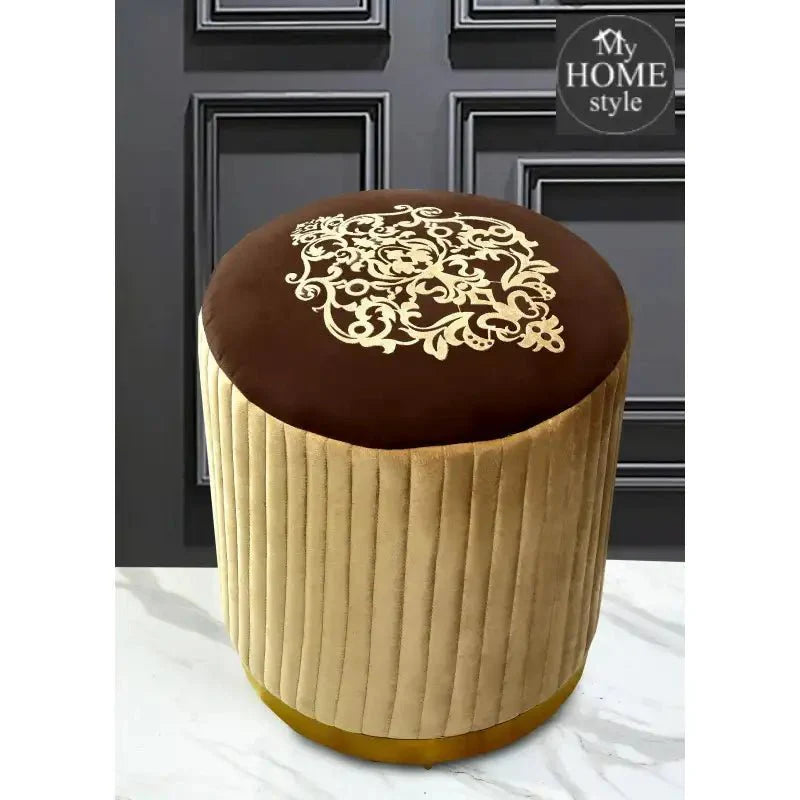 Large Pouffe Printed Embroidered Stool With Steel Frame -1235