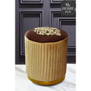 Large Pouffe Printed Embroidered Stool With Steel Frame -1235