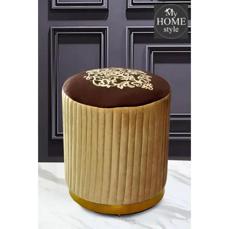 Large Pouffe Printed Embroidered Stool With Steel Frame -1235