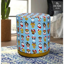 Large Pouffe Printed Stool With Steel Frame -1234