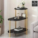 Luxury 3 Layer Living Room Side Table with Gold Metal Frame