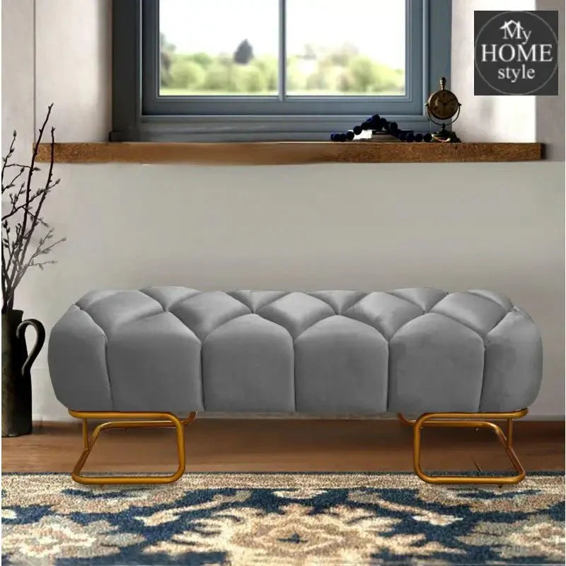 Luxury 3 Seater Poufy Steel Stool With Steel Frame -1045