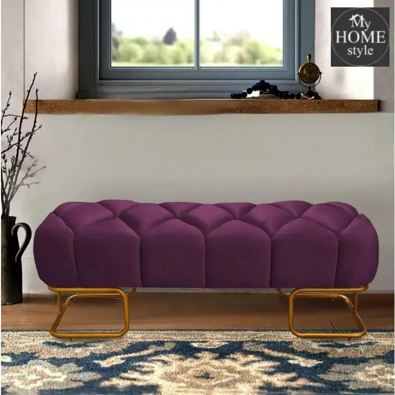 Luxury 3 Seater Poufy Steel Stool With Steel Frame -1045