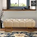 Luxury 3 Seater Poufy Steel Stool With Steel Frame -1045