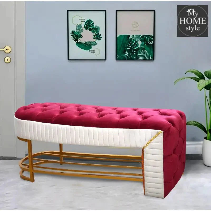 Luxury 3 Seater Side Poufy Ottoman Table With Steel Frame -1046