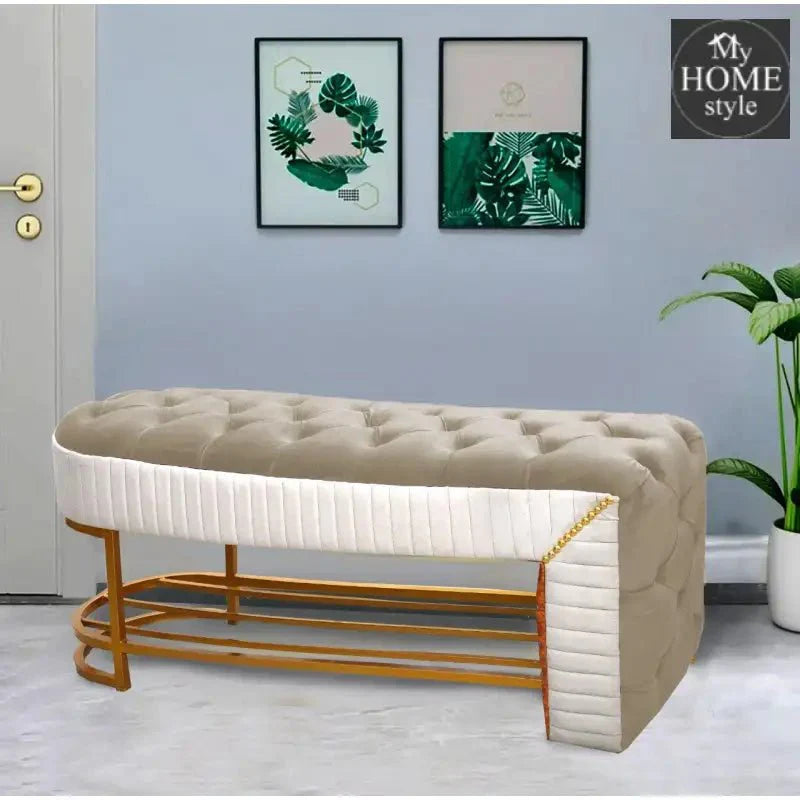 Luxury 3 Seater Side Poufy Ottoman Table With Steel Frame -1046