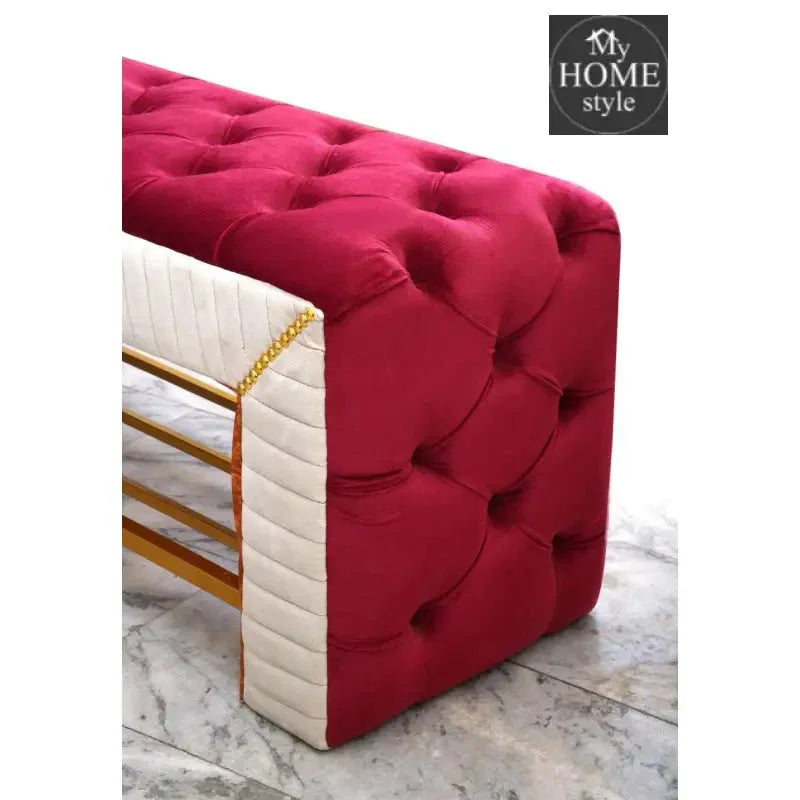 Luxury 3 Seater Side Poufy Ottoman Table With Steel Frame -1046