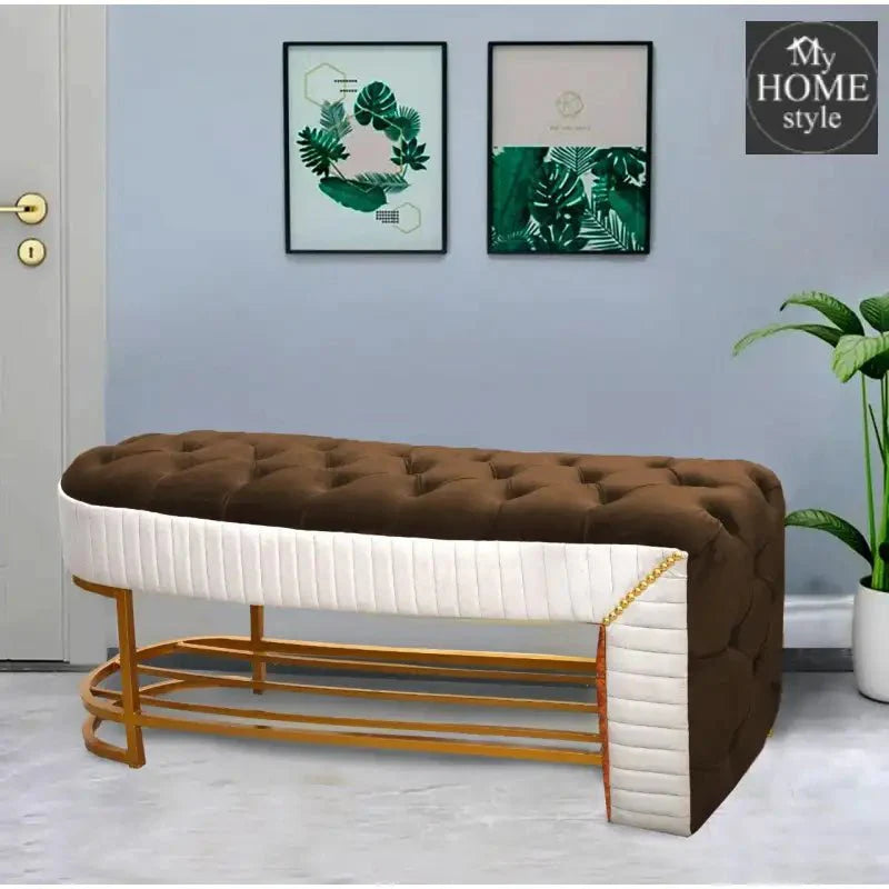 Luxury 3 Seater Side Poufy Ottoman Table With Steel Frame -1046