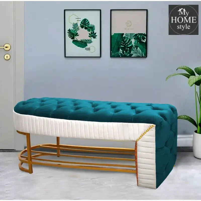 Luxury 3 Seater Side Poufy Ottoman Table With Steel Frame -1046