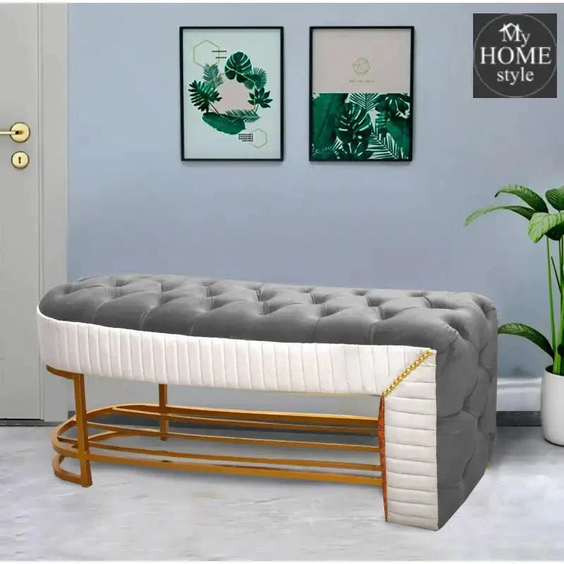Luxury 3 Seater Side Poufy Ottoman Table With Steel Frame -1046