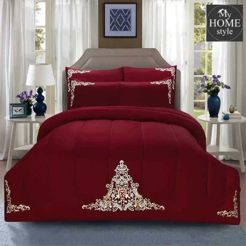 Luxury 6 PC'S Mariana Embroidered Comforter Set Maroon