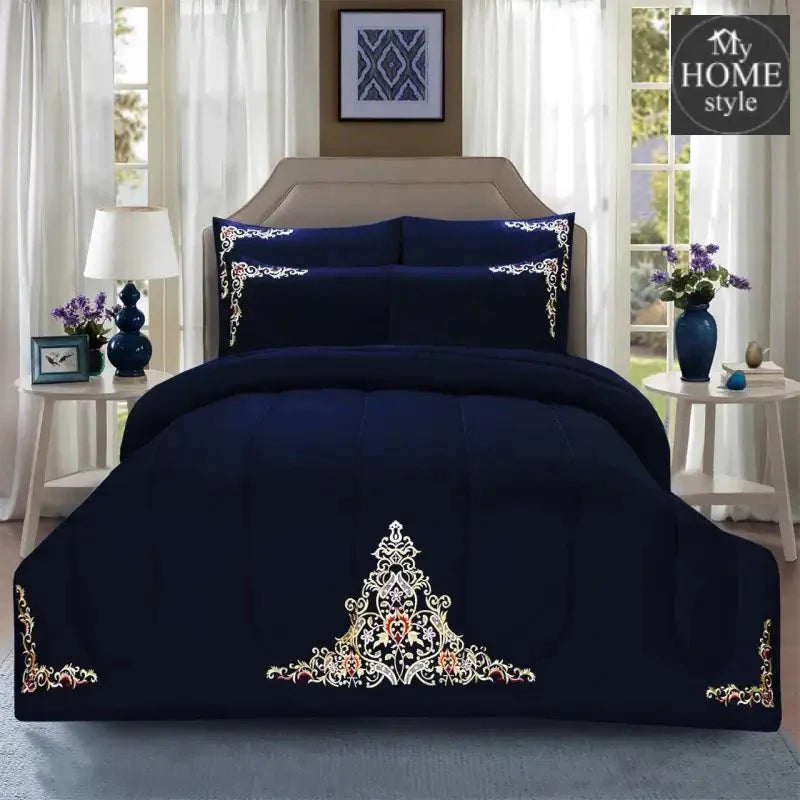 Luxury 6 PC'S Mariana Embroidered Comforter Set Navy