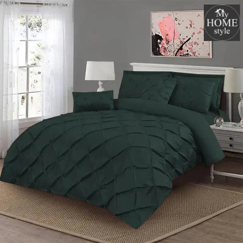 Luxury 8 pc's Sateen Pintuck Duvet set Dark Green