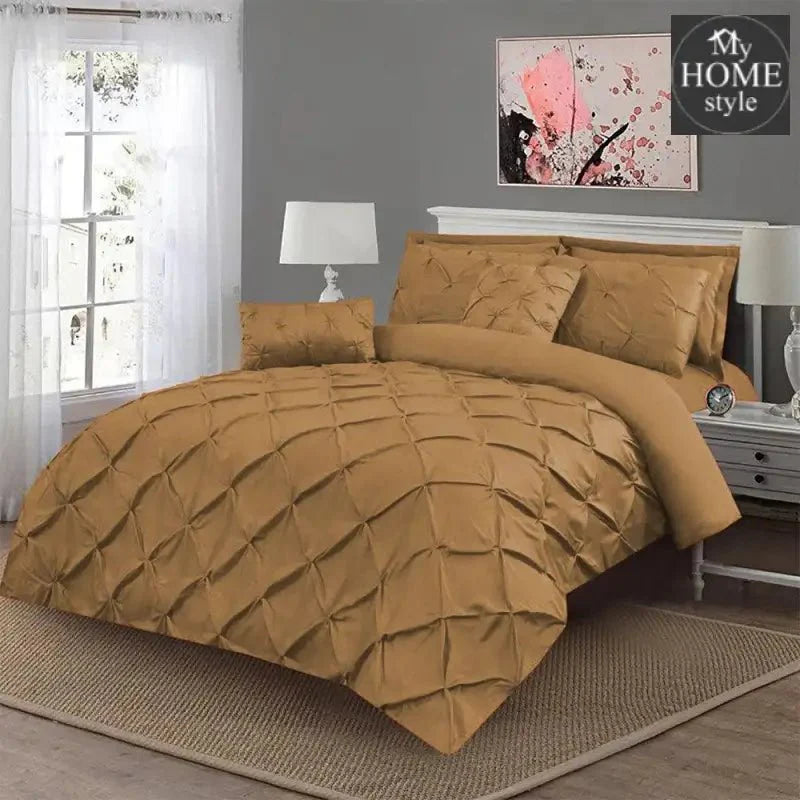Luxury 8 pc's Sateen Pintuck Duvet set Golden Beige