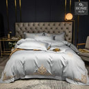 LUXURY EMBROIDERED DUVET SET GREY