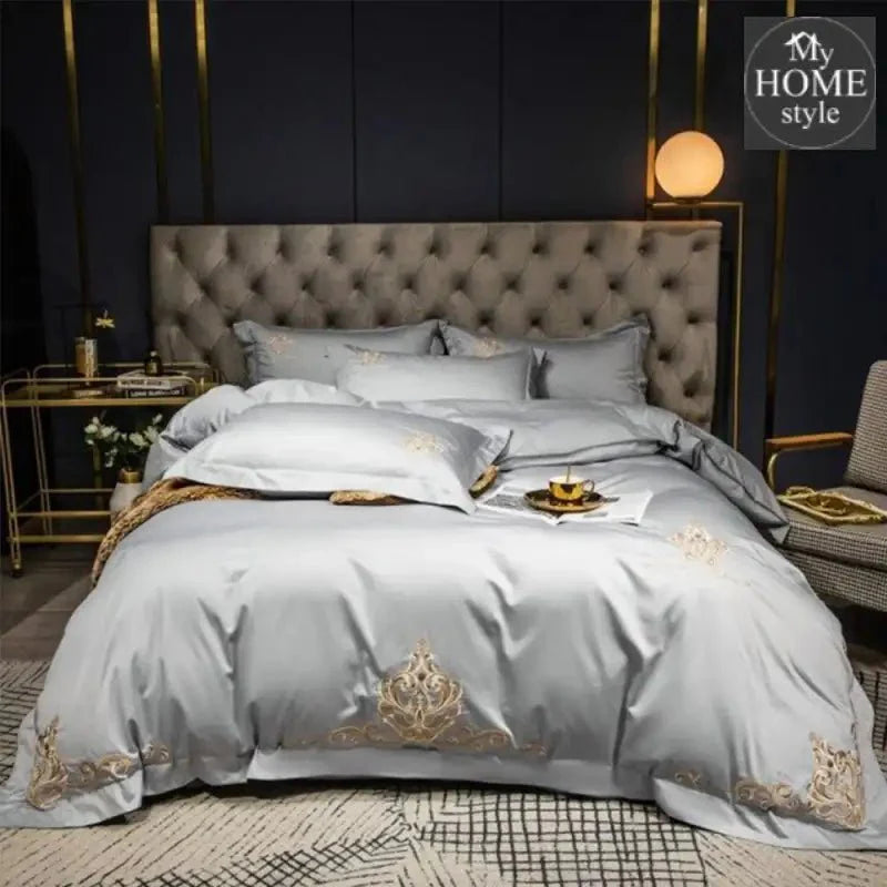 LUXURY EMBROIDERED DUVET SET GREY
