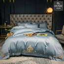 LUXURY EMBROIDERED DUVET SET OCEAN BLUE