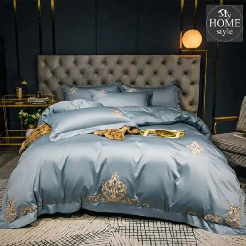LUXURY EMBROIDERED DUVET SET OCEAN BLUE