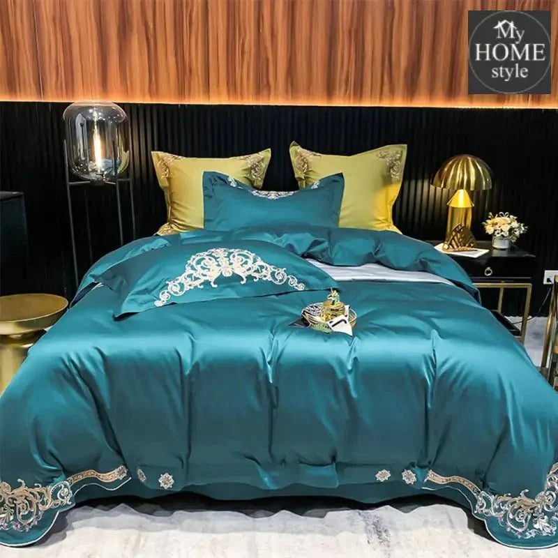 LUXURY EMBROIDERED DUVET SET TEAL