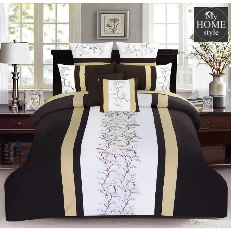 Luxury Embroidered Strips Duvet Set 8 Pc's