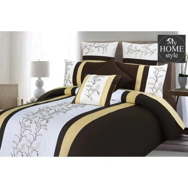 Luxury Embroidered Strips Duvet Set 8 Pc's