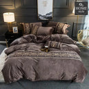 LUXURY EMBROIDERED VELVET DUVET BROWN