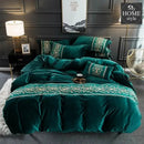 LUXURY EMBROIDERED VELVET DUVET GREEN