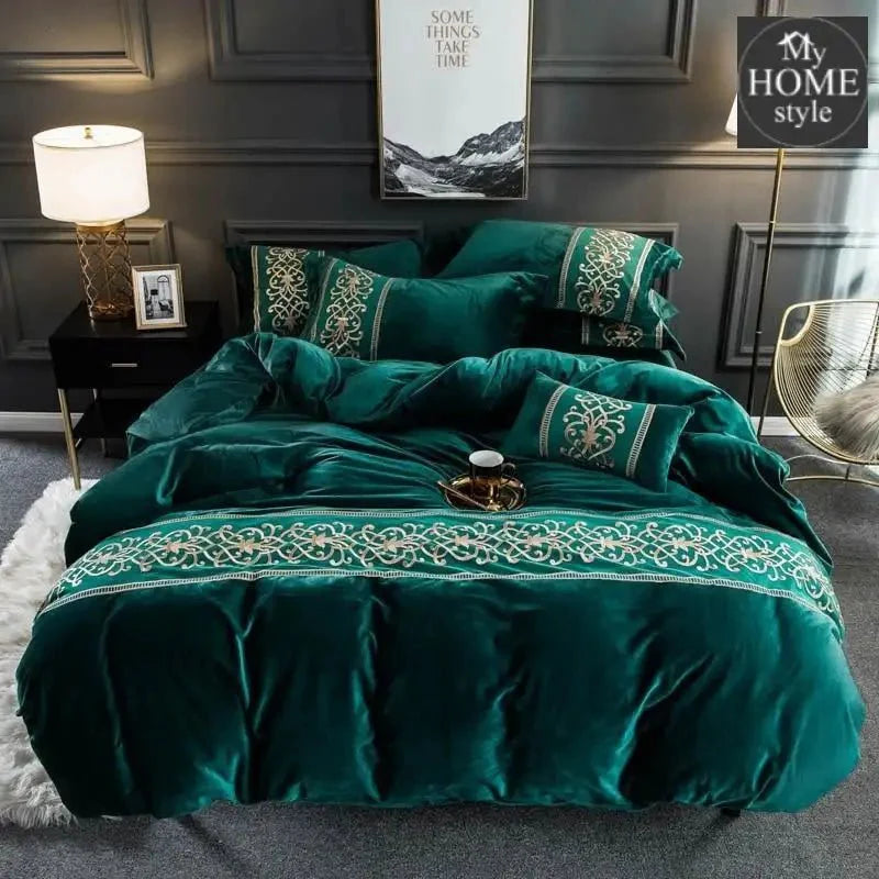 LUXURY EMBROIDERED VELVET DUVET GREEN