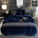 LUXURY EMBROIDERED VELVET DUVET NAVY BLUE